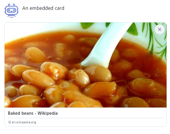 An embedded link to Wikipedia's page on Baked Beans